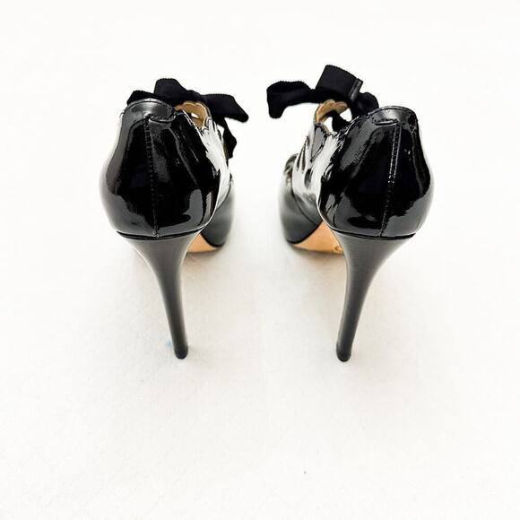 Joan & David Black Cicilee Patent Pumps Stiletto Lace Platform Shoes Size 7 - Picture 2 of 7